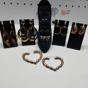 Gold-tone Bundle Of Earrings